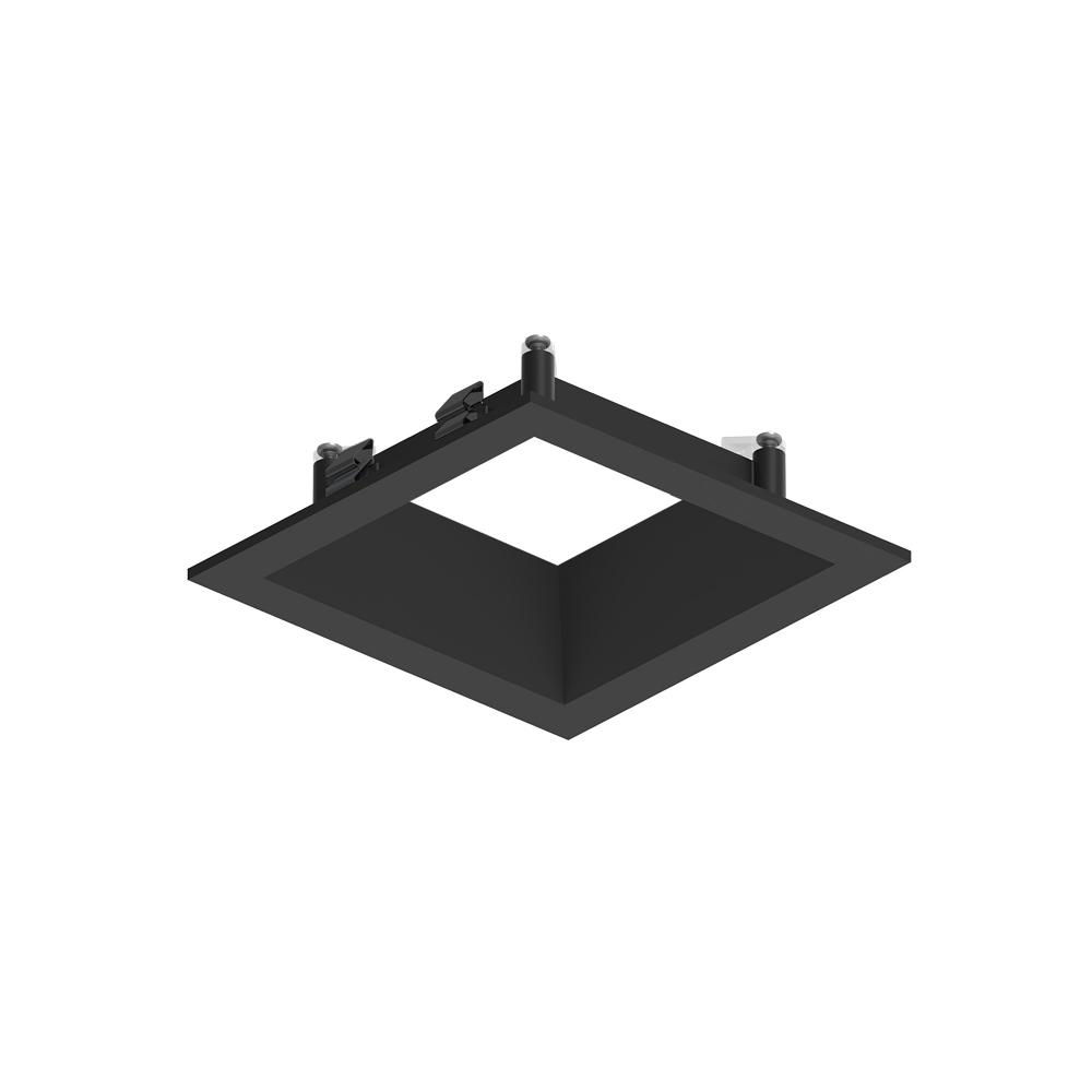 3" Apollo Square Flanged Downlight Trim with Clear Lens, Black Finish