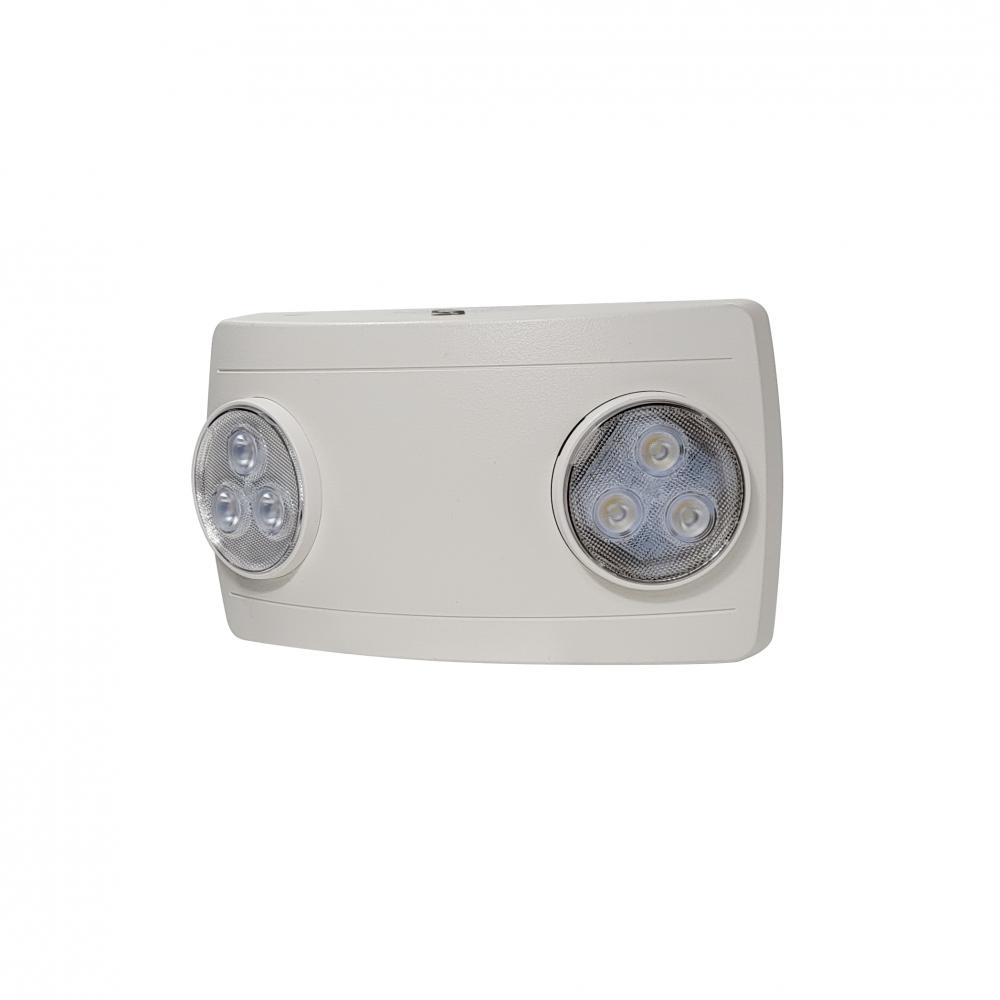 Compact Dual Head LED Emergency Light, 120/277V, White
