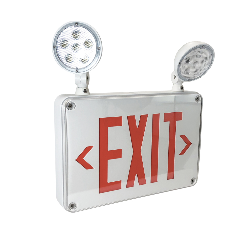 LED Self-Diagnostic Wet Location Exit & Emergency Sign w/ Battery Backup & Remote Capability, White