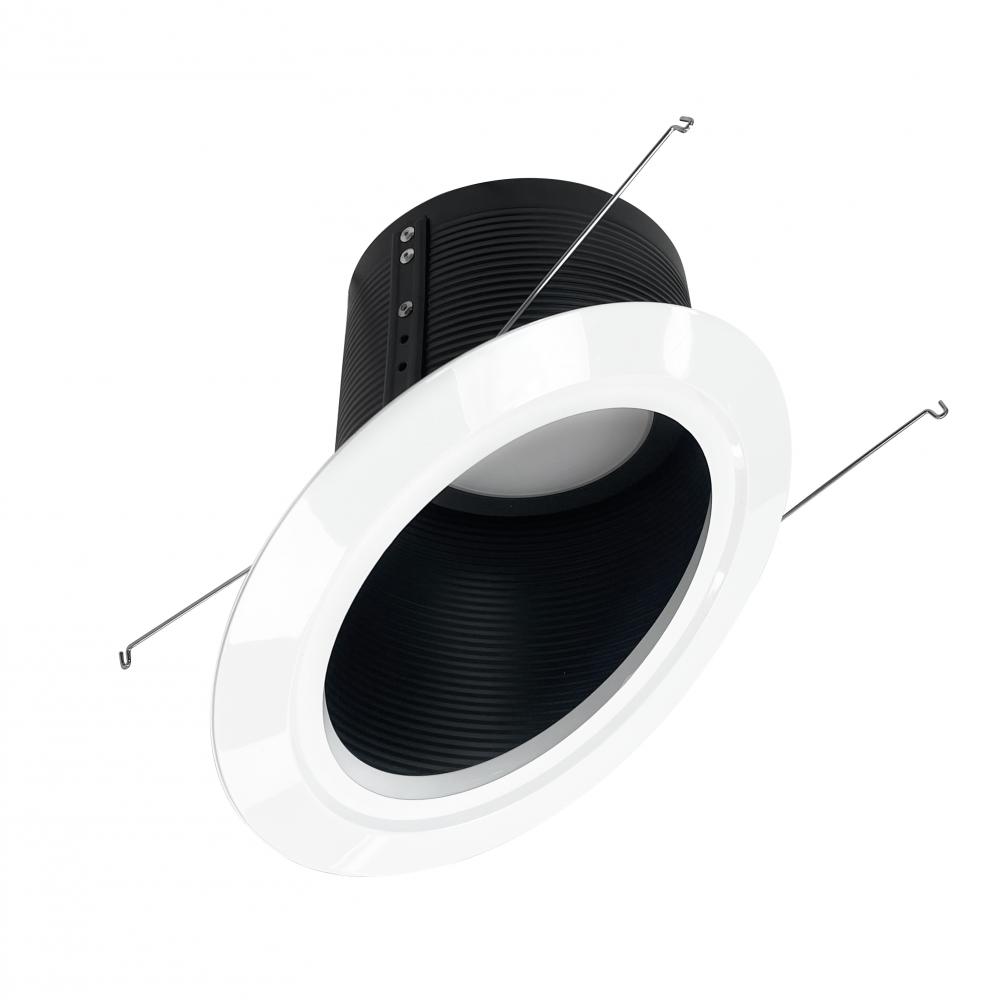6" Super Sloped LED Retrofit Baffle, 1200lm / 16W, 3000K, Black Baffle / White Flange
