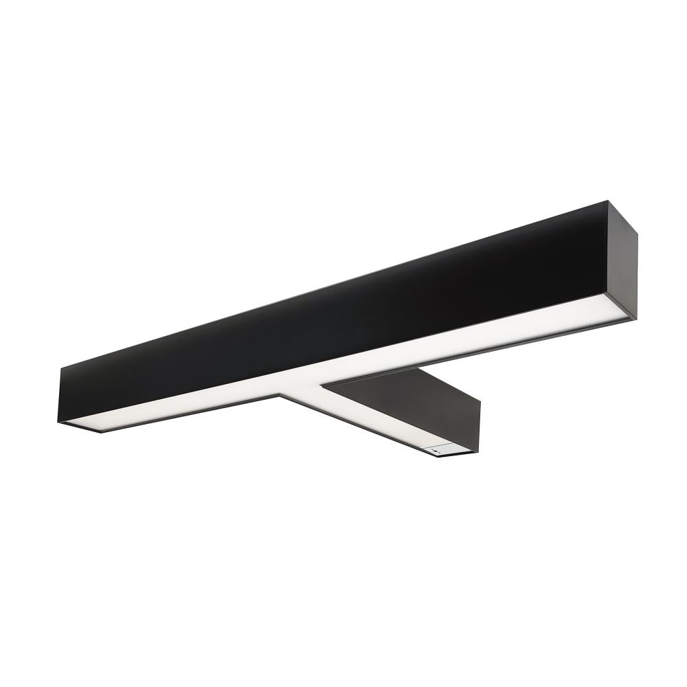 "T" Shaped L-Line LED Indirect/Direct Linear, 5027lm / Selectable CCT, Black Finish, with