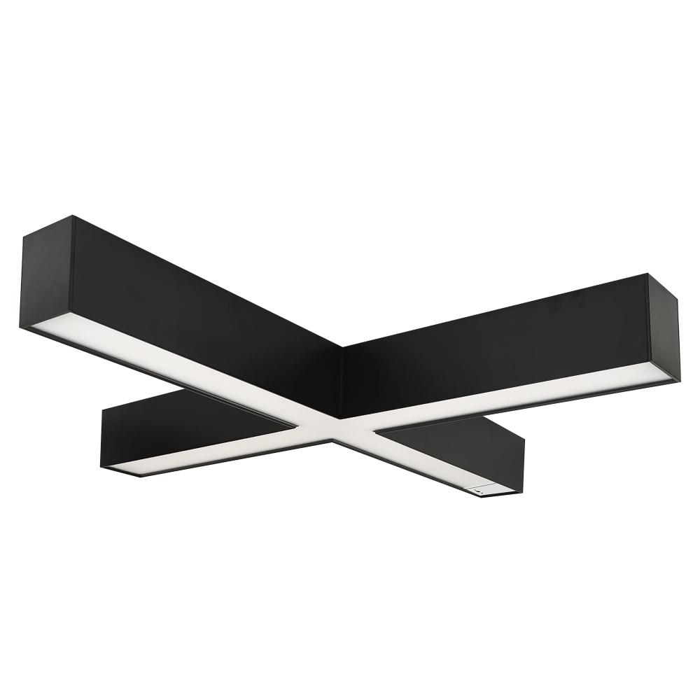 "X" Shaped L-Line LED Indirect/Direct Linear, 6028lm / Selectable CCT, Black finish, with
