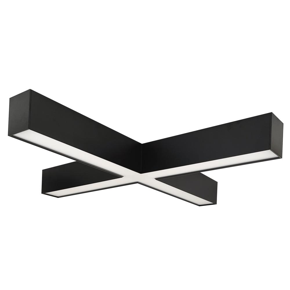 "X" Shaped L-Line LED Indirect/Direct Linear, 6028lm / Selectable CCT, Black finish