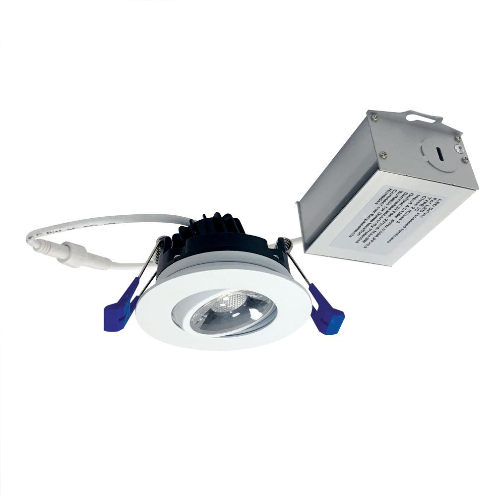 2" M2 Round LED Adjustable Gimbal, 600lm / 8W, 3000K, 120V, Matte Powder White