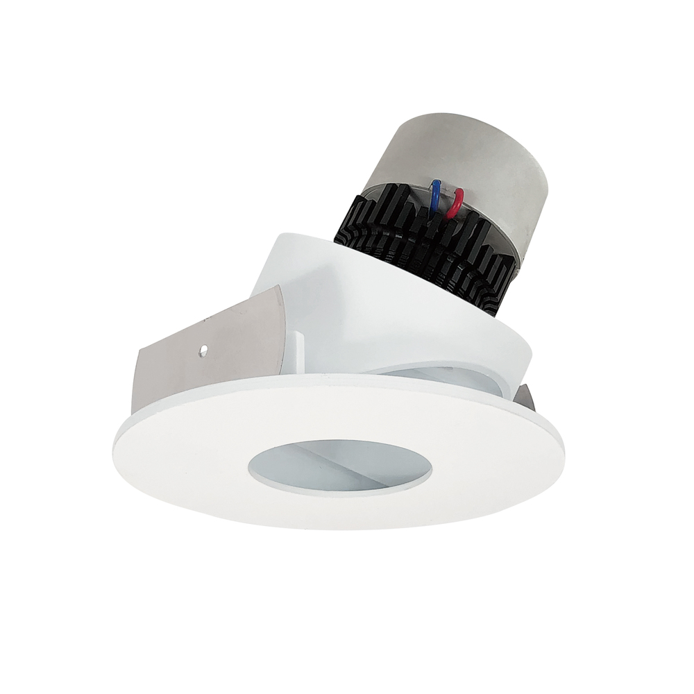 4" Pearl LED Round Adjustable Pinhole Retrofit, 1000lm / 12W, 3500K, Matte Powder White Pinhole