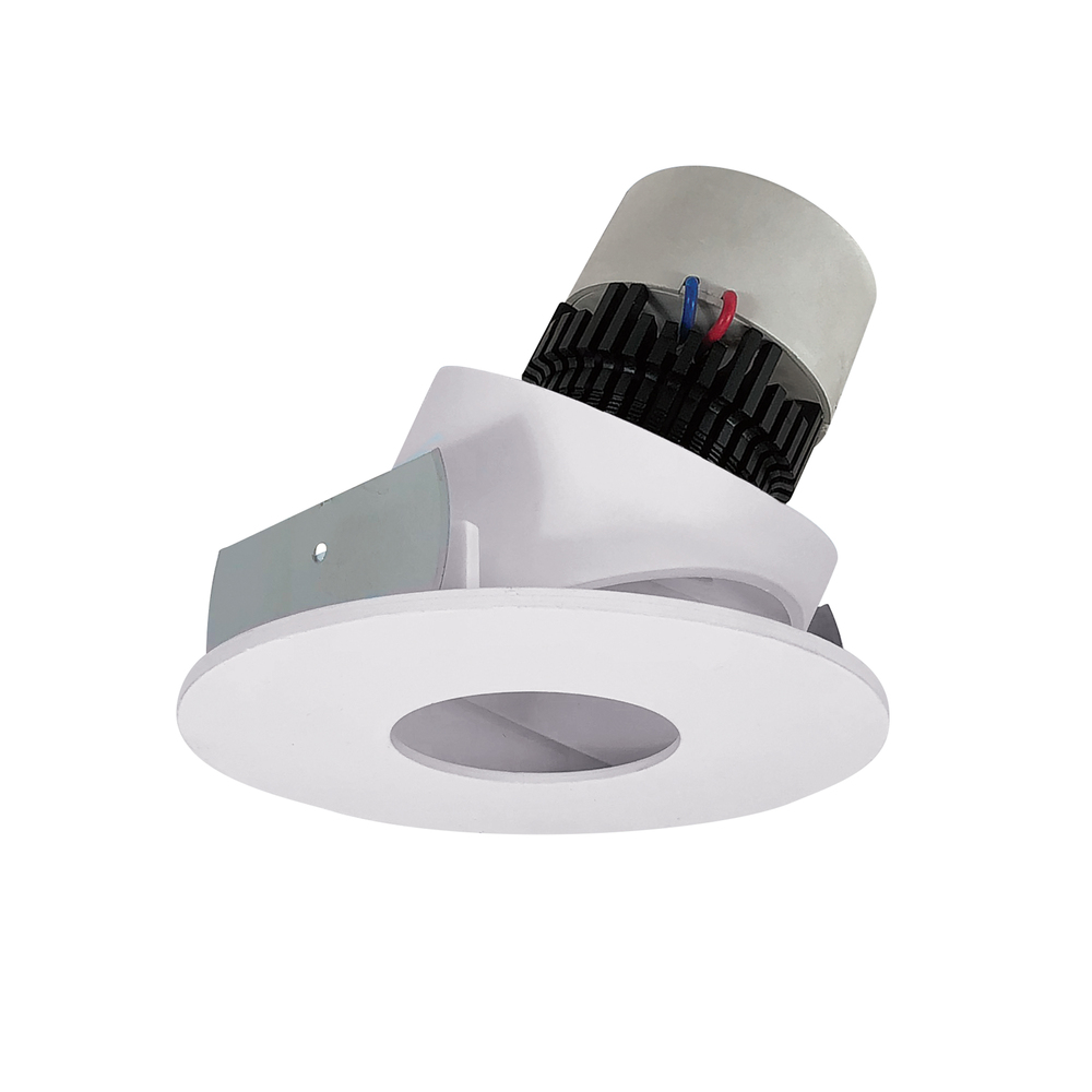 4" Pearl LED Round Adjustable Pinhole Retrofit, 1000lm / 12W, 3500K, White Pinhole / White