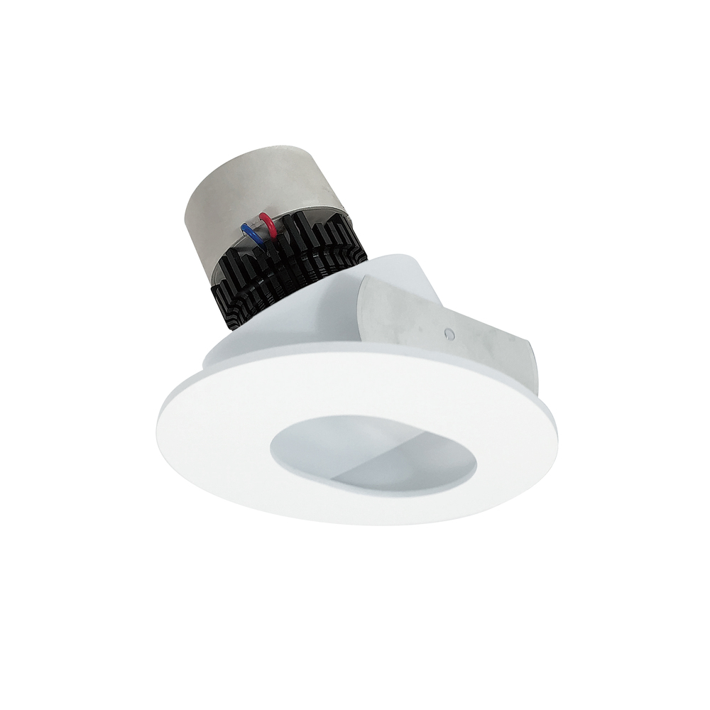 4" Pearl LED Round Adjustable Pinhole Retrofit, 1000lm / 12W, 3000K, Matte Powder White Pinhole