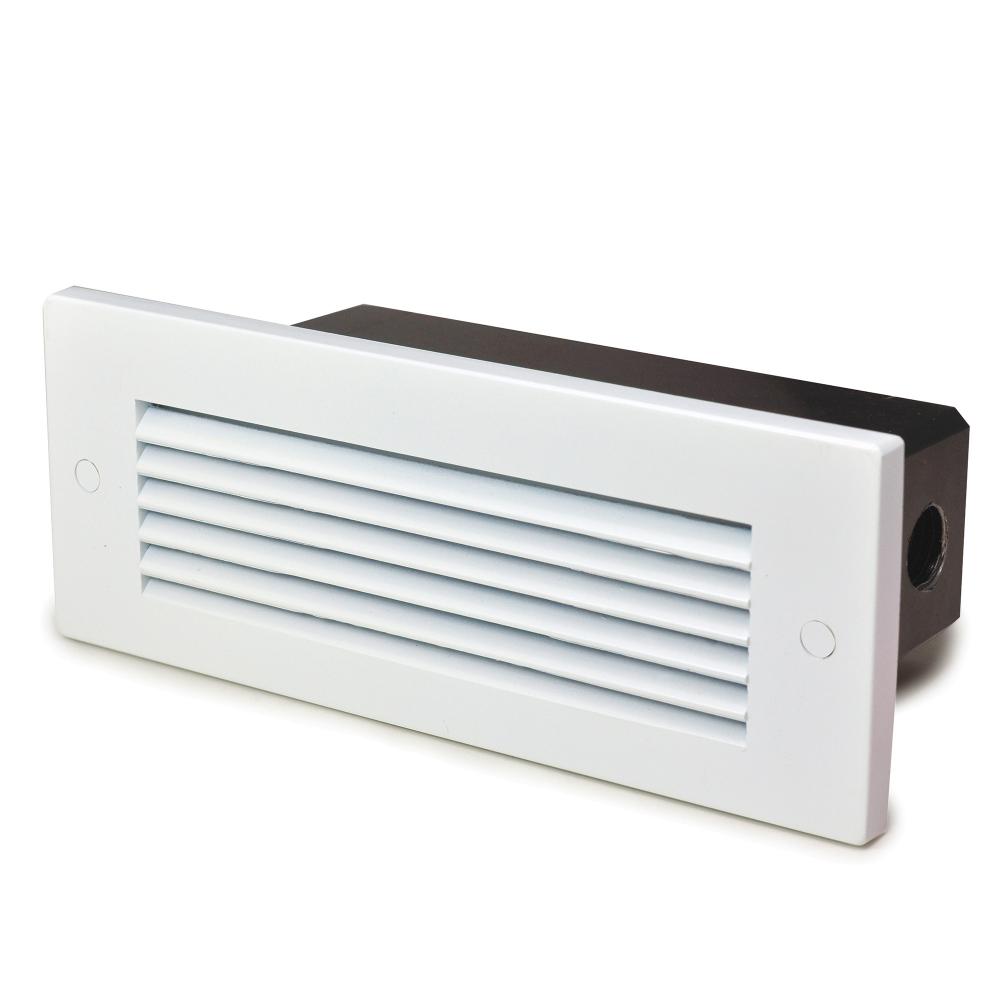 Brick Die-Cast LED Step Light w/ Horizontal Louver Face Plate, 118lm, 4.6W, 3000K, White, 120V-277V,