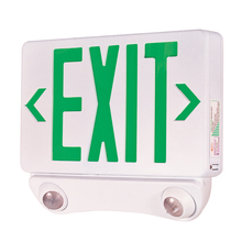Nora NEX-730-LED/G - LED Exit and Emergency Combination with Adjustable Heads, Green Letters / White Housing