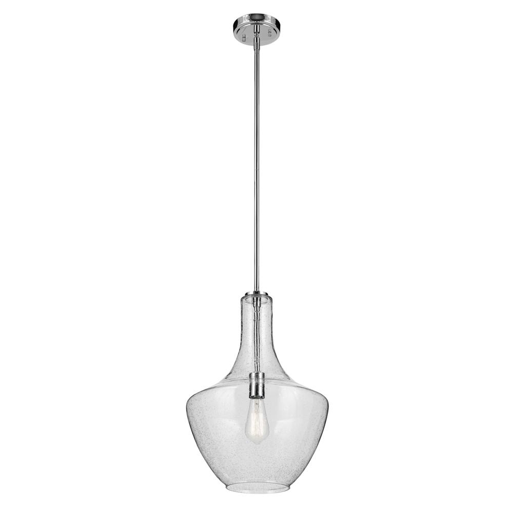 Everly 19.75" 1-Light Bell Pendant with Clear Seeded Glass in Chrome