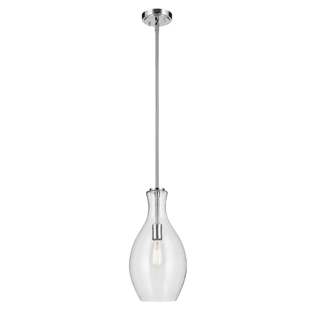 Everly 17.75" 1-Light Bell Pendant with Clear Seeded Glass in Chrome