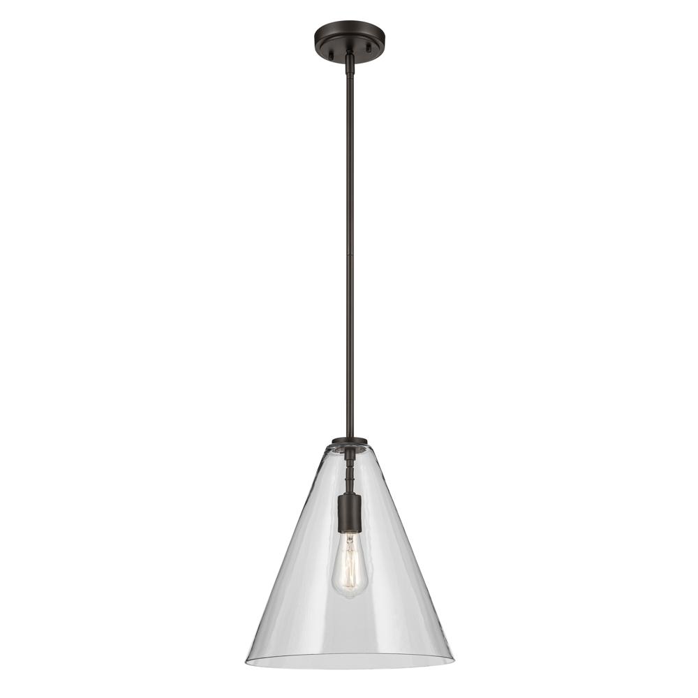 Everly 15.5" 1-Light Cone Pendant with Clear Glass in Olde Bronze