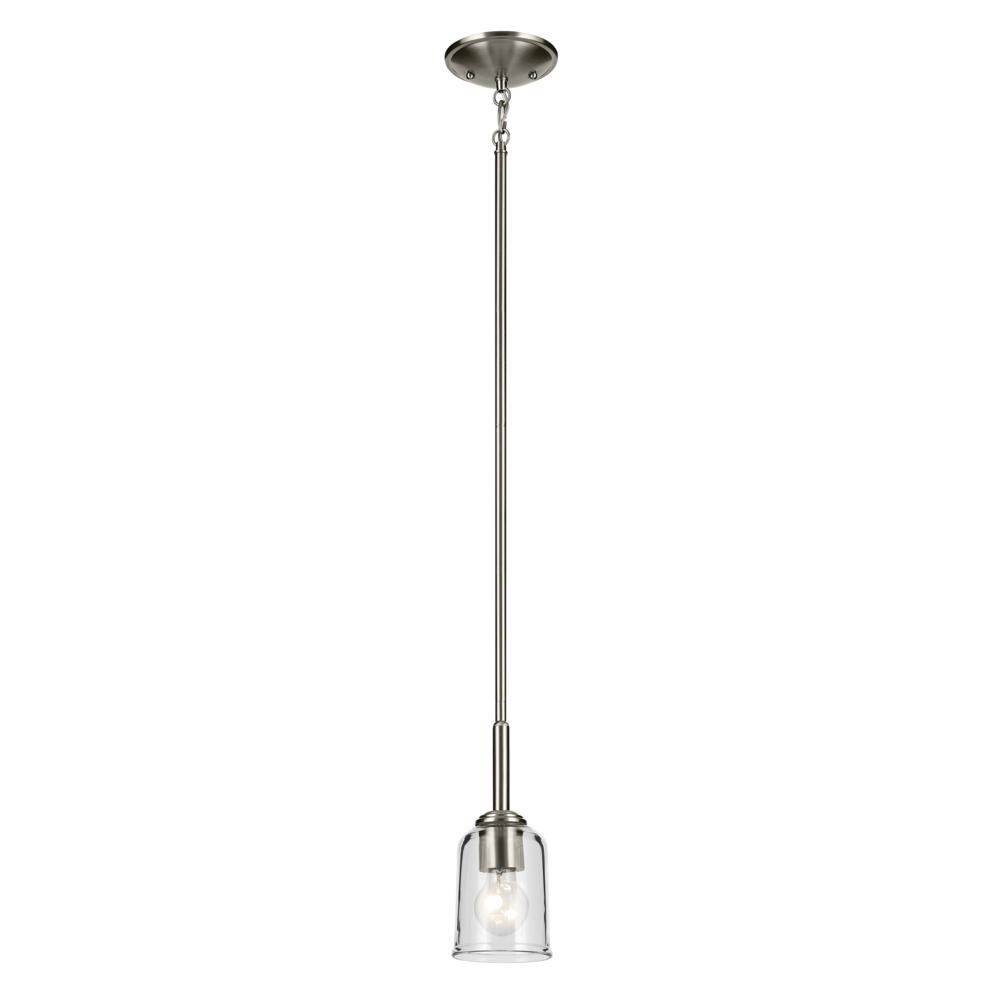 Shailene 11.25" 1-Light Mini Bell Pendant with Clear Glass in Brushed Nickel