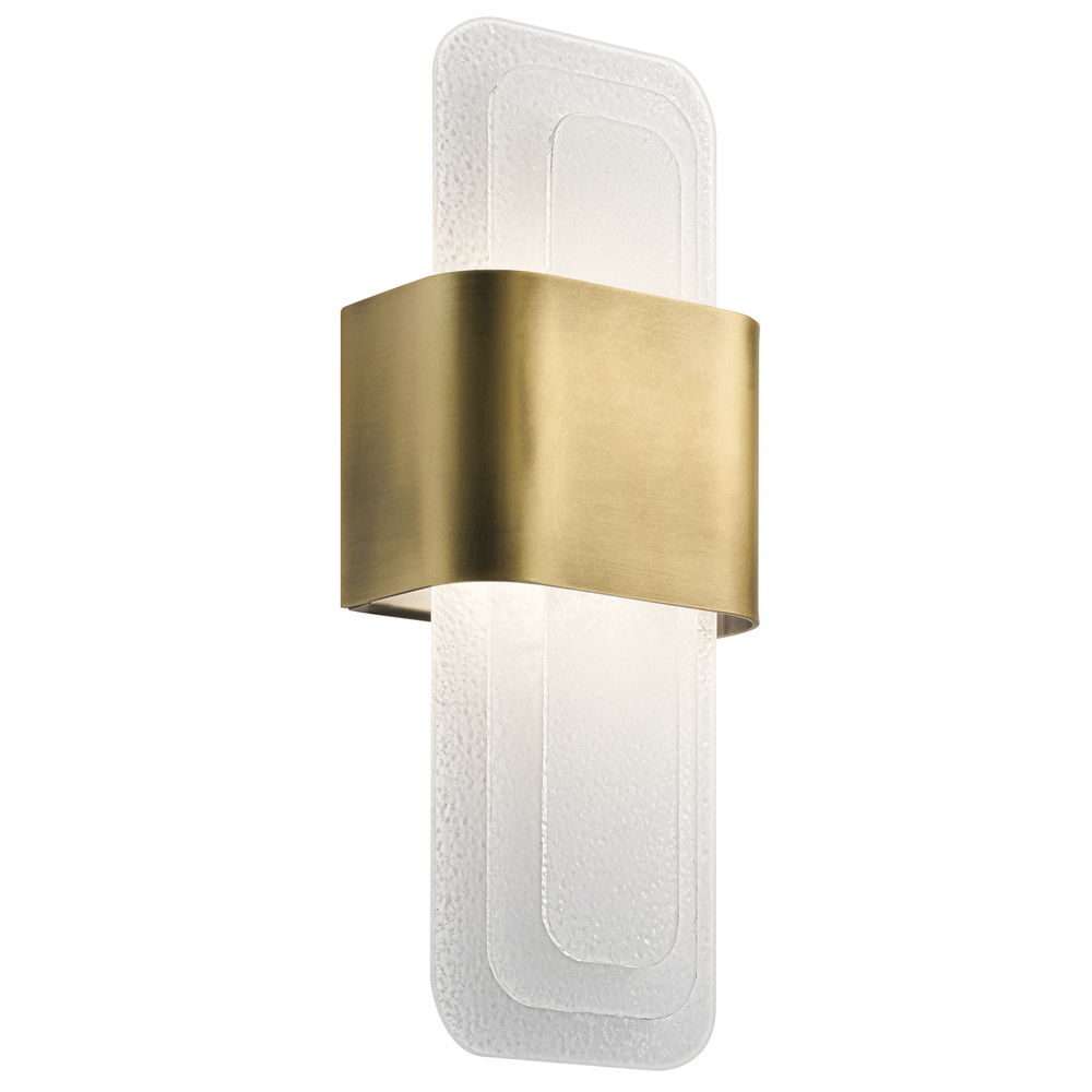 Serene 17" LED Wall Sconce with Textured White Vitro Mica Diffuser in Natural Brass