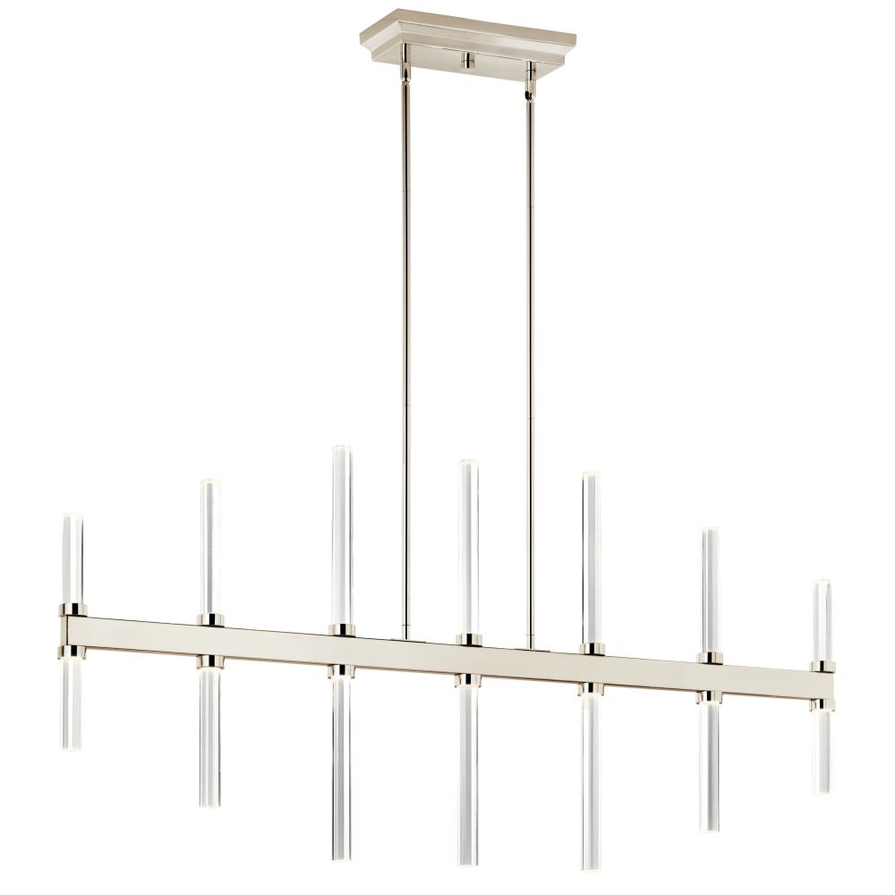 Sycara 48.25 Inch 14 Light LED Linear Chandelier with Faceted Crystal in Polished Nickel