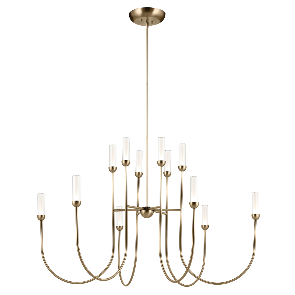 Moraine 50 Inch LED 12 Light 2-Tier Chandelier in Champagne Bronze