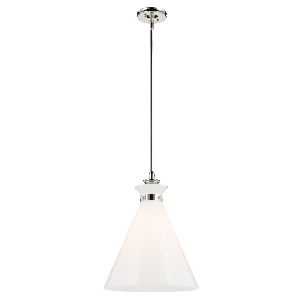 Laria 16 Inch 1 Light Pendant with Opal Glass in Polished Nickel