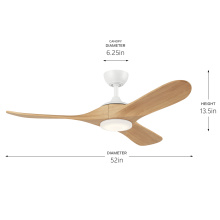Kichler 310552MWH - 52 in Mylo Ceiling Fan with Satin Etch Cased Opal Glass in Matte White with White Maple Wood Blades
