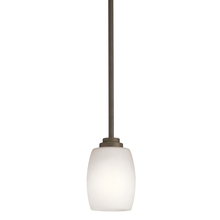 Kichler 3497OZS - Eileen 8" 1 Light Mini Pendant with Satin Etched Cased Opal Glass in Olde Bronze®