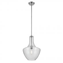 Kichler 42046CHCS - Everly 19.75" 1-Light Bell Pendant with Clear Seeded Glass in Chrome