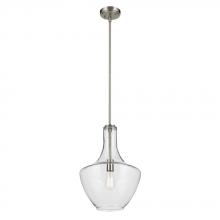 Kichler 42046NI - Everly 19.75" 1-Light Bell Pendant with Clear Glass in Brushed Nickel