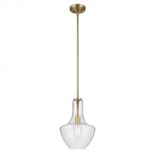 Kichler 42141NBRCS - Everly 15.25" 1-Light Bell Pendant with Clear Seeded Glass in Brushed Natural Brass