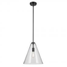 Kichler 42200BK - Everly 15.5" 1-Light Cone Pendant with Clear Glass in Black