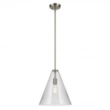 Kichler 42200NICS - Everly 15.5" 1-Light Cone Pendant with Clear Seeded Glass in Brushed Nickel