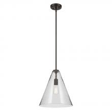 Kichler 42200OZCS - Everly 15.5" 1-Light Cone Pendant with Clear Seeded Glass in Olde Bronze