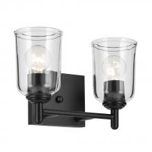 Kichler 45573BKCLR - Shailene 12.5" 2-Light Vanity Light with Clear Glass in Black