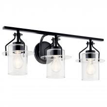 Kichler 55079BK - Everett™ 34 Inch 3 Light Vanity Light with Clear Glass in Black