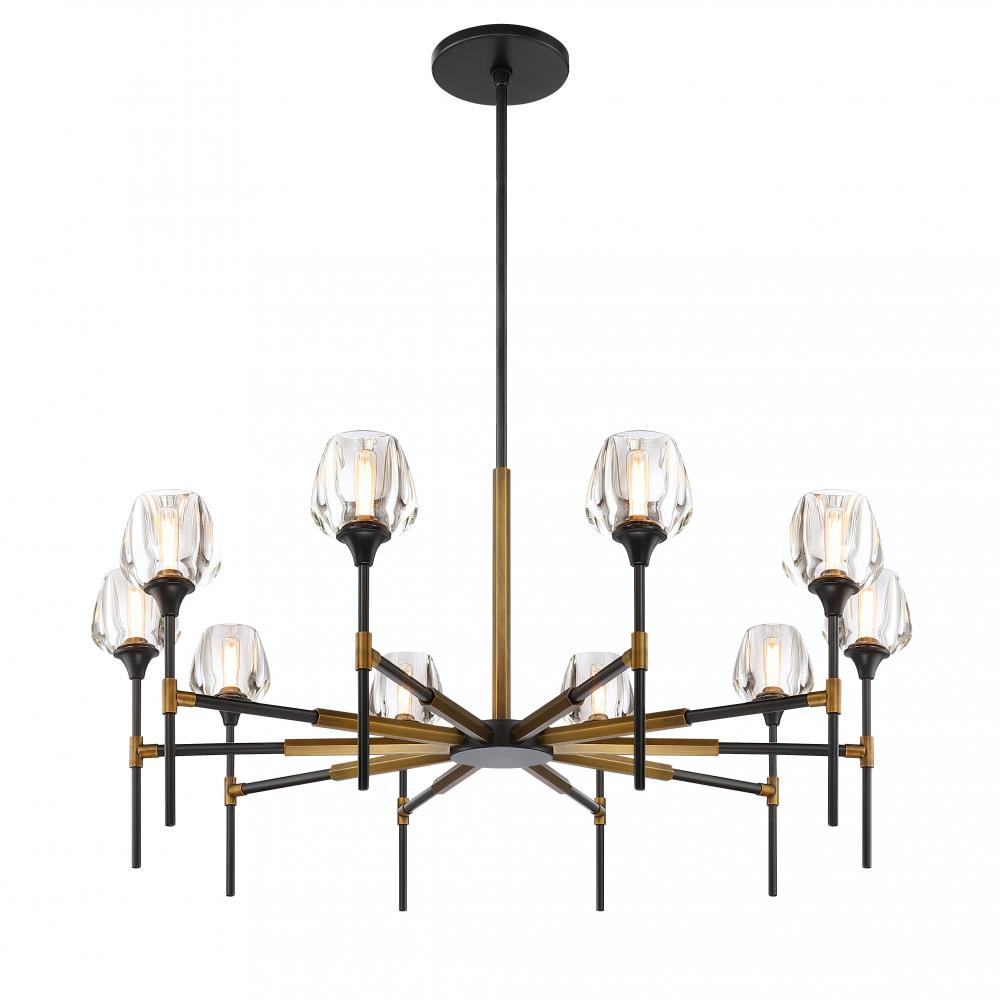 Chandelier Urban Bronze + Aged Brass E12