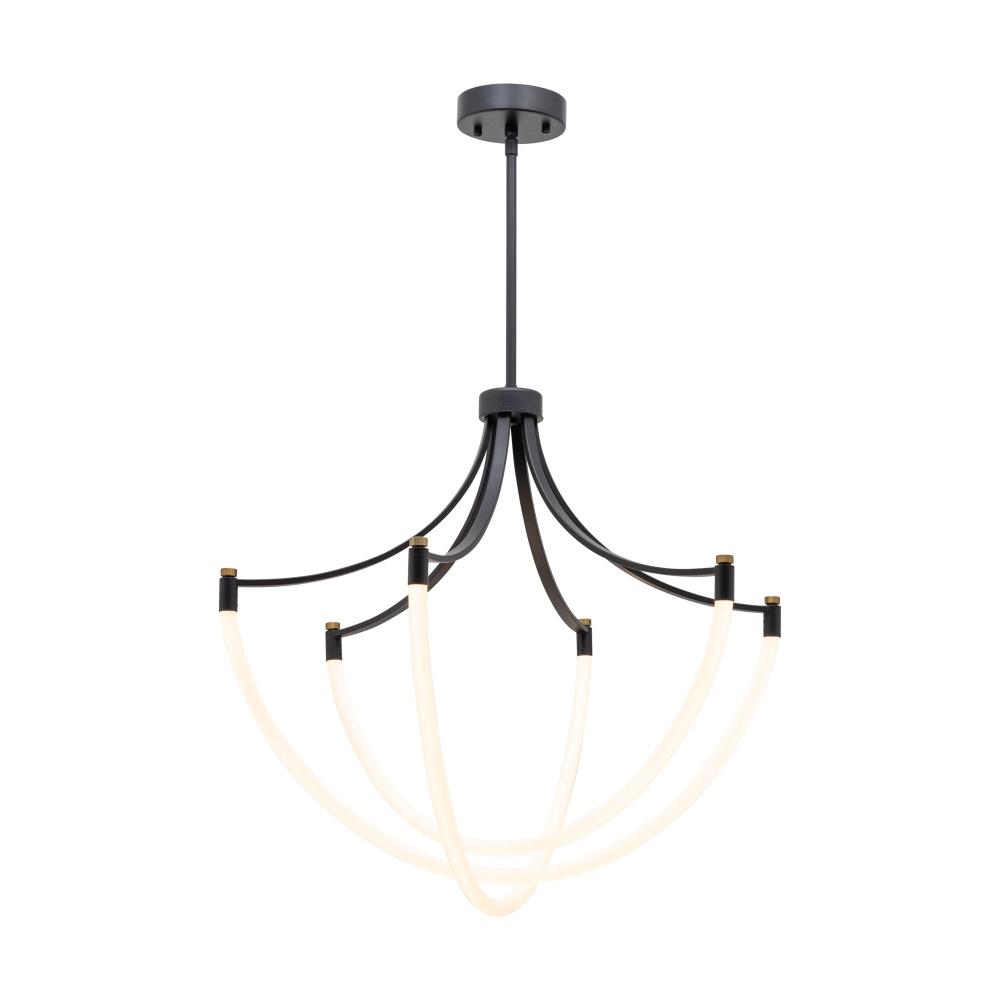 Cascata Collection 3-Light Chandelier Black and Brushed Brass