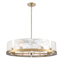 Artcraft AC12178BR - Skye 8 Light Chandelier, Brass with Wispy White Murano Style Glass