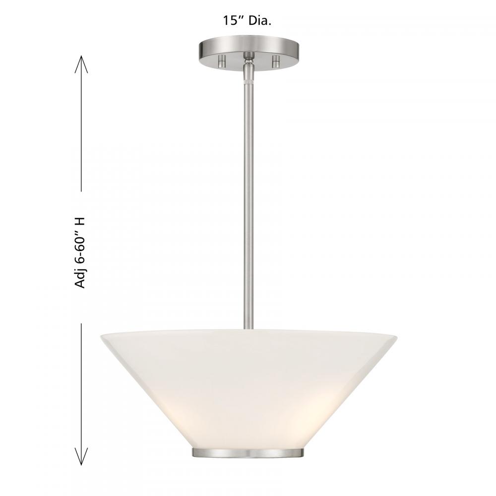 Blair 3-Light Convertible Semi-Flush or Pendant in Satin Nickel