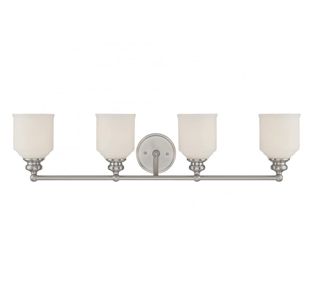 Melrose 4-Light Bathroom Vanity Light in Satin Nickel