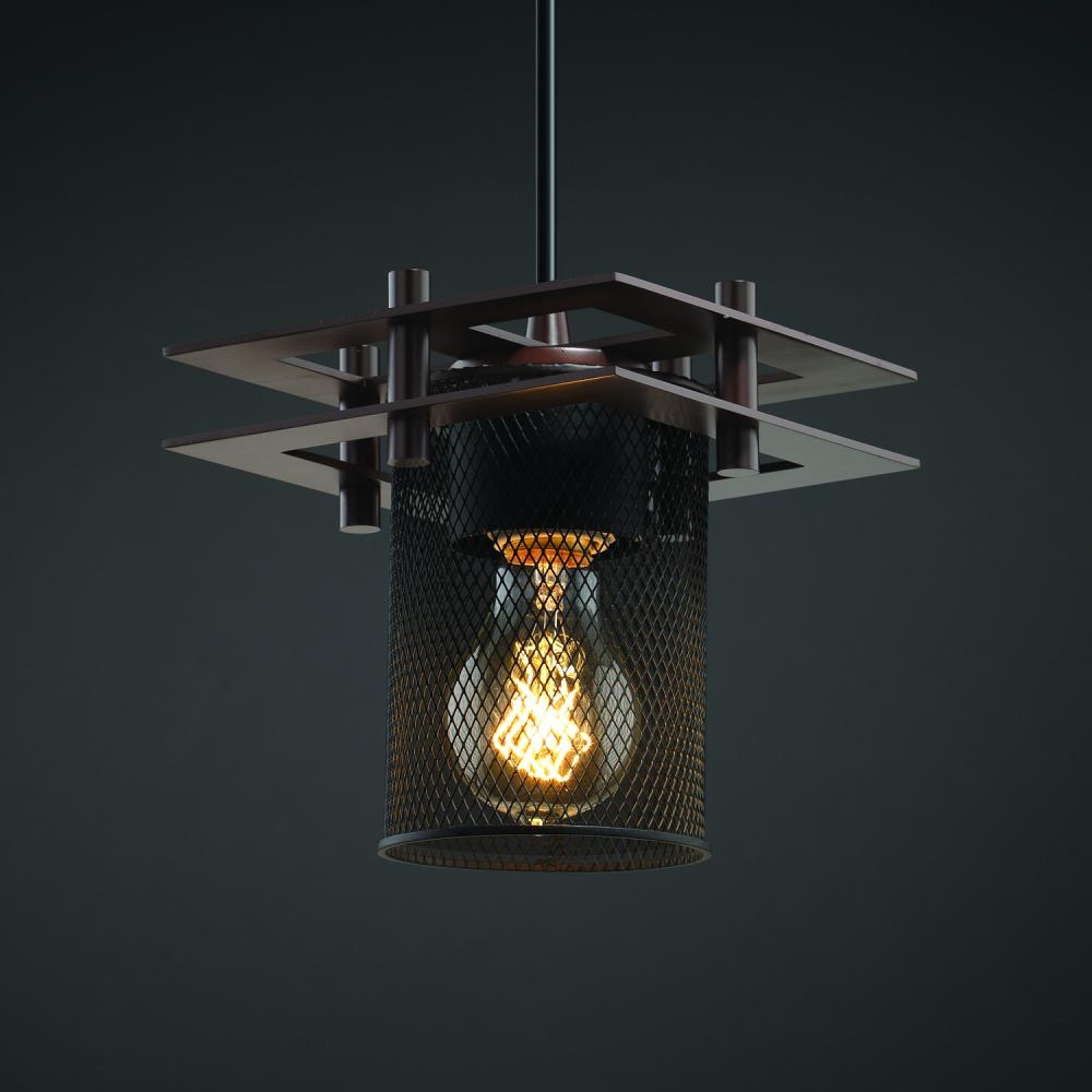Metropolis 1-Light Small Pendant - Square Frame (2 Flat Bars)