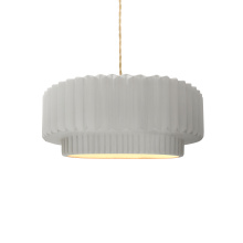 Justice Design Group CER-6550-BIS-BRSS-BEIG-TWST - Small Tier Pleated 1-Light Pendant