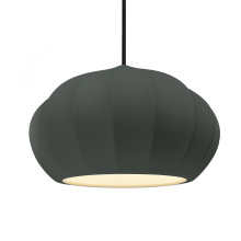 Justice Design Group CER-6605-PWGN-MBLK-BKCD - Oval Fluted 1-Light Pendant