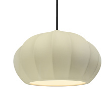Justice Design Group CER-6605-VAN-MBLK-BKCD - Oval Fluted 1-Light Pendant
