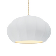 Justice Design Group CER-6605-WTWT-ABRS-BEIG-TWST - Oval Fluted 1-Light Pendant