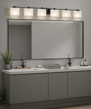 Justice Design Group FSN-8446-55-WEVE-MBLK - Era 6-Light Bath Bar