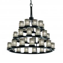 Justice Design Group WGL-8712-10-GRCB-MBLK - Dakota 36-Light 3-Tier Ring Chandelier