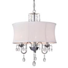 43rd Street Lighting, Inc. Items E897 - Juda by Marchand - 3 Light Pendant with white shade and crystal chrome finish