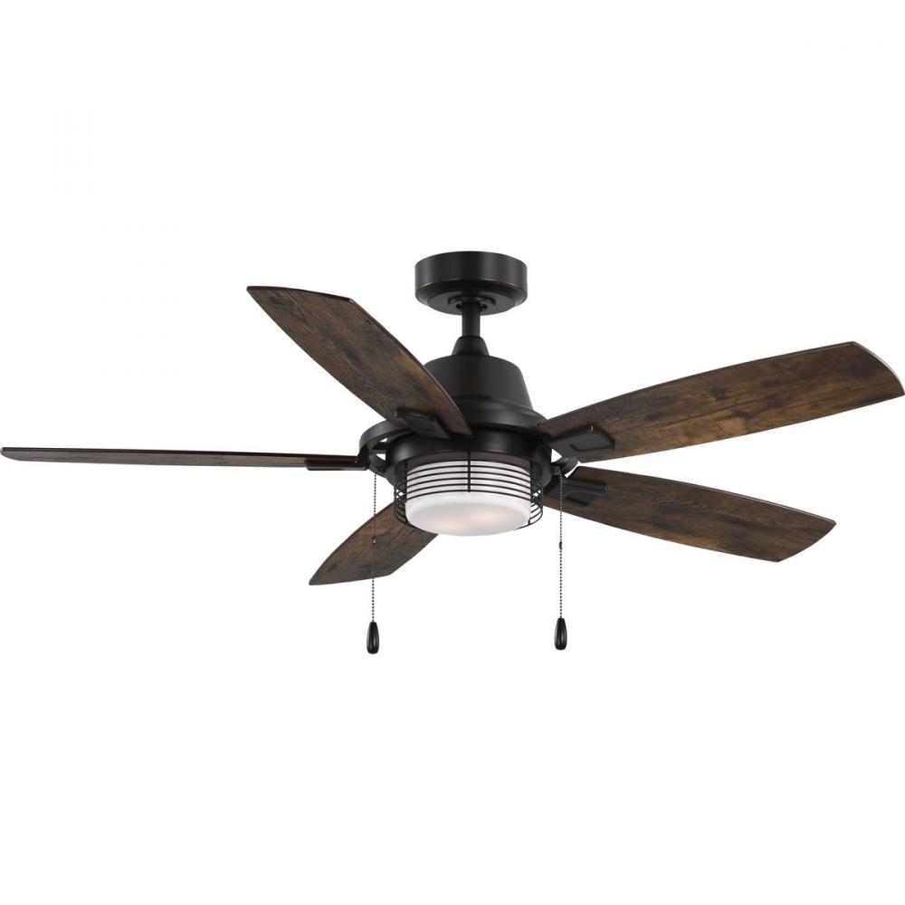 Freestone Collection 52 in. Five-Blade Antique Bronze Transitional Ceiling Fan with LED lamped Light