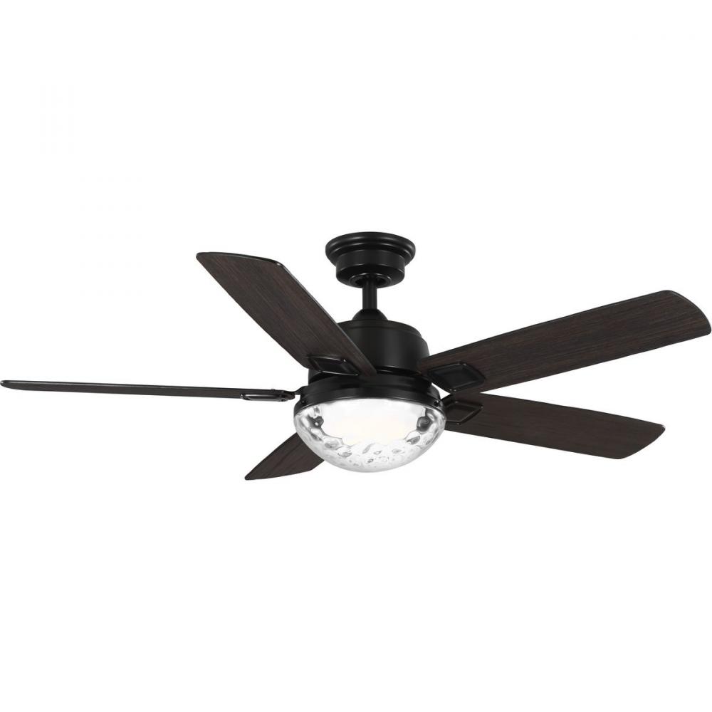 Tompkins Collection 52 in. Five Blade Matte Black Coastal Ceiling Fan with Integrated CCT-LED light