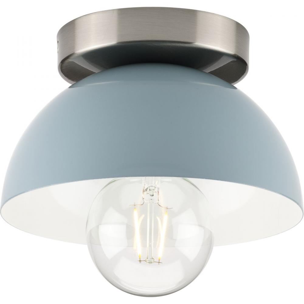 Eva Collection One-Light Coastal Blue Mid-Century Modern Flush Mount Light