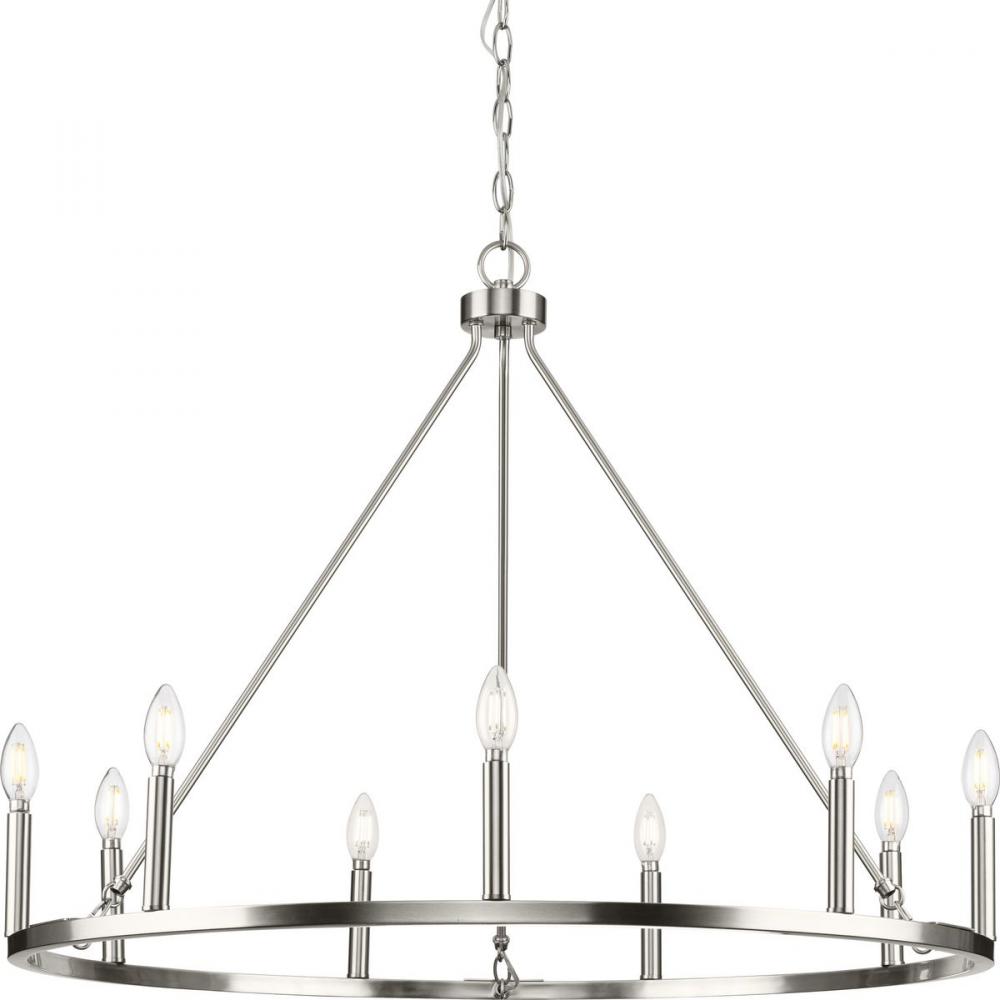 Gilliam Collection Nine-Light Brushed Nickel New Traditional Chandelier