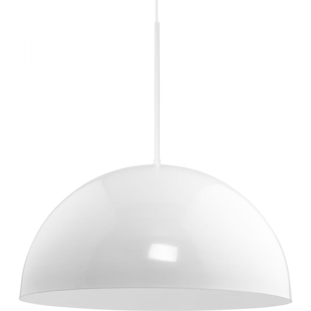 Perimeter Collection One-Light White Mid-Century Modern Pendant with metal Shade