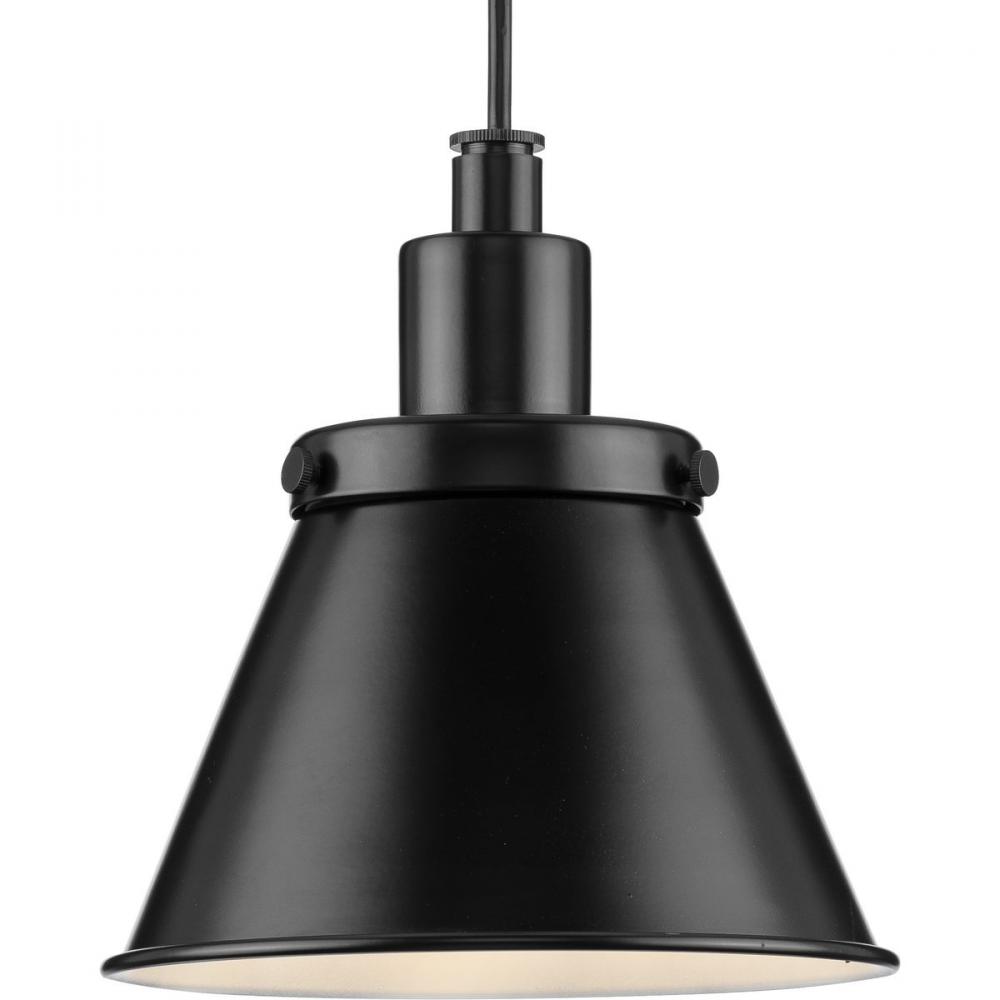 Hinton Collection One-Light Matte Black Modern Farmhouse Pendant